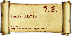 Tomik Béla névjegykártya